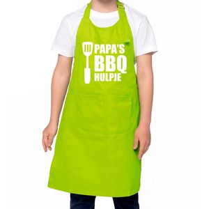 Papa s BBQ hulpje Barbecue schort kinderen/ bbq keukenschort kind groen voor jongens en meisjes