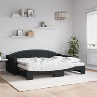 Slaapbank met onderschuifbed en matrassen 80x200 cm stof zwart