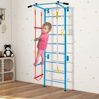 Oefenstangset voor Kinderen met Muurladder Optrekstang Touwladder Touw en Gymnastiekringen voor Kinderen Vanaf 3 Jaar Blauw Oefenstangset voor Kinderen met Muurladder Optrekstang Touwladder Touw en Gymnastiekringen voor Kinderen Vanaf 3 Jaar Blauw