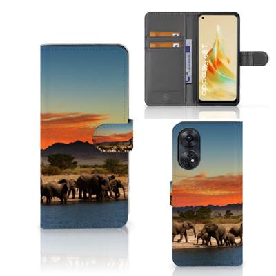 OPPO Reno8 T 4G | Telefoonhoesje | Met pasjeshouder | Olifanten
