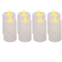 Feeric lights and christmas Kaarsen - 8x stuks - wit - LED - H7,5 cm - glans en glitterafwerking