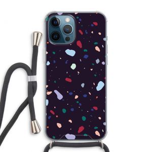 Dark Rounded Terrazzo: iPhone 12 Pro Max Transparant Hoesje met koord