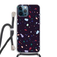 Dark Rounded Terrazzo: iPhone 12 Pro Max Transparant Hoesje met koord