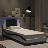 Bedframe met LED-verlichting kunstleer wit en zwart 90x190 cm