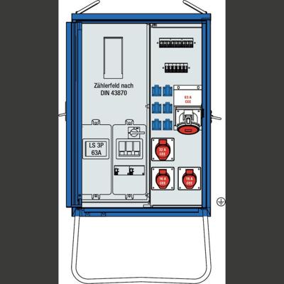 AS Schwabe A-V-E 2 44 kVA Bouwstroomverdeler 61832 400 V 80 A
