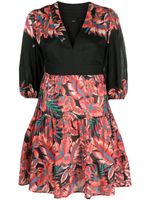 PINKO robe courte en coton à fleurs - Noir