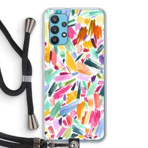 Watercolor Brushstrokes: Samsung Galaxy A32 4G Transparant Hoesje met koord