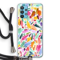 Watercolor Brushstrokes: Samsung Galaxy A32 4G Transparant Hoesje met koord
