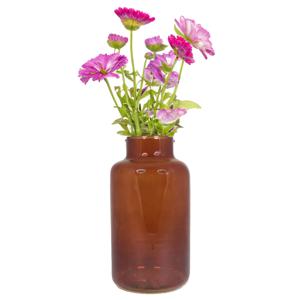 Bloemenvaas Milan - transparant bruin glas - D15 x H25 cm - melkbus vaas met smalle hals