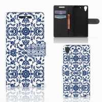 HTC Desire 628 Hoesje Flower Blue - thumbnail