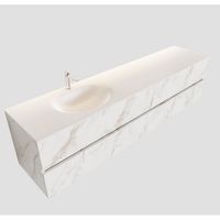 Badkamermeubel BWS Valencia Carrara Mat 200 cm Solid Surface Wastafel Rechthoekige Wasbak Links (1 kraangat, 4 lades) - thumbnail