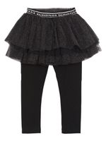 Balmain Kids legging en tulle à taille à logo - Noir - thumbnail