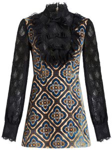 ETRO lace-detailing jacquard dress - Marron