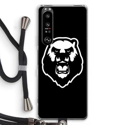 Angry Bear (black): Sony Xperia 1 III Transparant Hoesje met koord