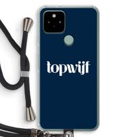 Topwijf Navy: Pixel 5 Transparant Hoesje met koord