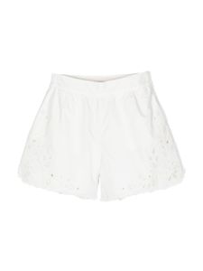 Chloé Kids short en popeline à broderies anglaises - Blanc