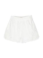 Chloé Kids short en popeline à broderies anglaises - Blanc - thumbnail