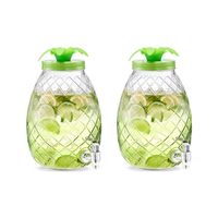 2x Groene glazen drank dispensers ananas 4,5 liter - thumbnail