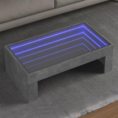 Salontafel met Infinity LED 90x50x30 cm betongrijs