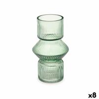 Vaas Strepen Groen Kristal 9,5 x 16,5 x 9,5 cm (8 Stuks)