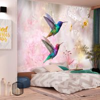 Zelfklevend fotobehang - Kleurrijke Kolibries, Roze, Premium print - thumbnail