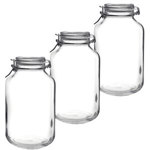 3x stuks weckpotten/inmaakpotten 4000ml/4ltr met beugelsluiting 15 x 28 cm