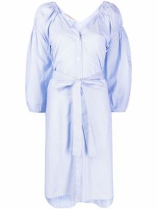 Stella McCartney robe mi-longue à rayures - Bleu