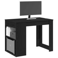 Bureau met lade en plank 102x62x77,5cm bewerkt hout zwart eiken Bureau met lade en plank 102x62x77,5cm bewerkt hout zwart eiken