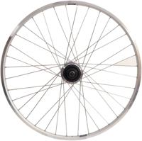 Achterwiel 28" Nexus 7 rollerbrake naaf met zilveren velg en RVS spaken Achterwiel 28" Nexus 7 rollerbrake naaf met zilveren velg en RVS spaken