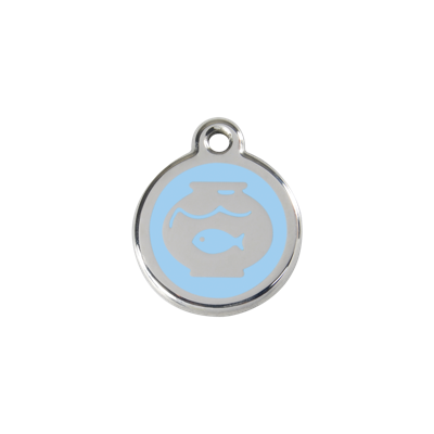 Fish Bowl Light Blue roestvrijstalen kattenpenning small/klein dia. 2 cm - Reddingo