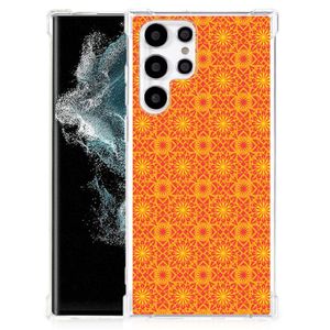 Samsung Galaxy S22 Ultra Doorzichtige Silicone Hoesje Batik Oranje