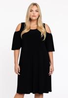 Yoek Jurk met cut out | Zwart | Maat 50/52