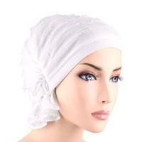 Moslim stapelen GLB chiffon fold tulband GLB chemotherapie GLB (wit)