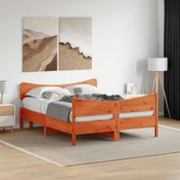 Bedframe zonder matras massief grenenhout wasbruin 135x190 cm