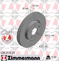 Remschijf COAT Z ZIMMERMANN, Remschijftype: Binnen geventileerd, u.a. für Saab, Vauxhall, Opel, Chevrolet - thumbnail