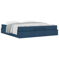 Bedframe met matras met matras 2 pcs Blauw Stof
