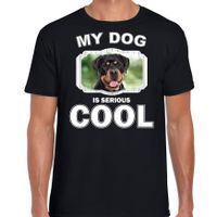 Rottweiler honden t-shirt my dog is serious cool zwart voor heren - thumbnail