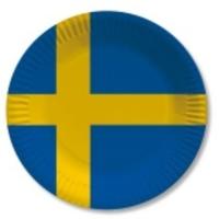 Zweden vlag borden -10x - 23 cm - Zweedse wegwerp feestbordjes - versiering Landen