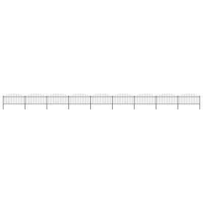 Tuinhek met speren bovenkant (0,5-0,75)x15,3 m staal zwart