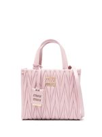 Miu Miu petit sac cabas matelassé à plaque logo - Rose