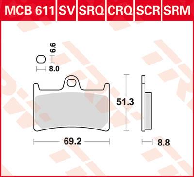 TRW Remblokken, en remschoenen voor de moto, MCB611SCR Sinter carbon