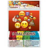 Haza Witbaard Ballonnen Emoji, 8st. - thumbnail