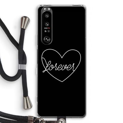 Forever heart black: Sony Xperia 1 III Transparant Hoesje met koord