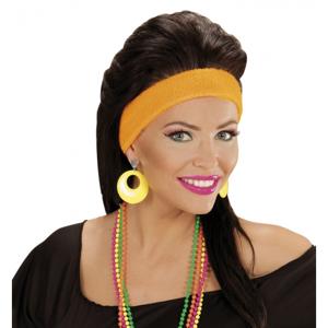 Verkleed oorbellen Retro - neon geel - met clip - Disco/jaren 70 thema accessoires