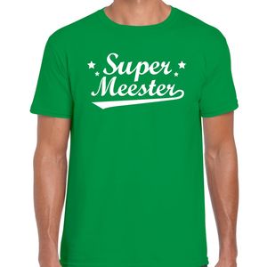 Super meester fun t-shirt groen voor heren - Einde schooljaar/ meesterdag cadeau 2XL  -