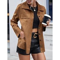 Dames Jas Dagelijks gebruik nappi Effen Kleur Casual / Dagelijks Vintage Ruim Passend bovenkleding Lange mouw Zomer Bruin S Lightinthebox - thumbnail