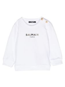 Balmain Kids sweat en coton à logo appliqué - Blanc