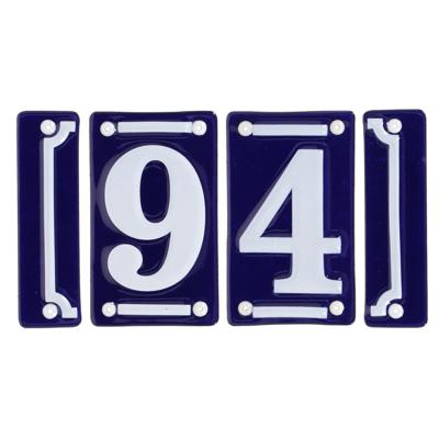 Best for Boots huisnummer 94 - met sierrand - Oudhollands - emaille - blauw/wit