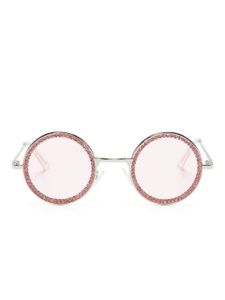 Monnalisa rhinestone-embellished round-frame sunglasses - Argent