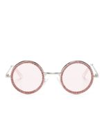 Monnalisa rhinestone-embellished round-frame sunglasses - Argent